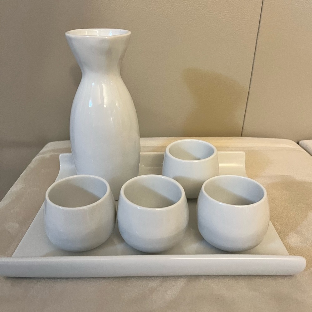 Elegant White Ceramic Sake Set